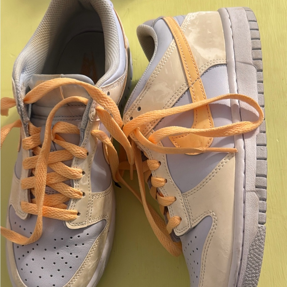 Nike Cream, Lavender, and Orange Youth Dunk Low